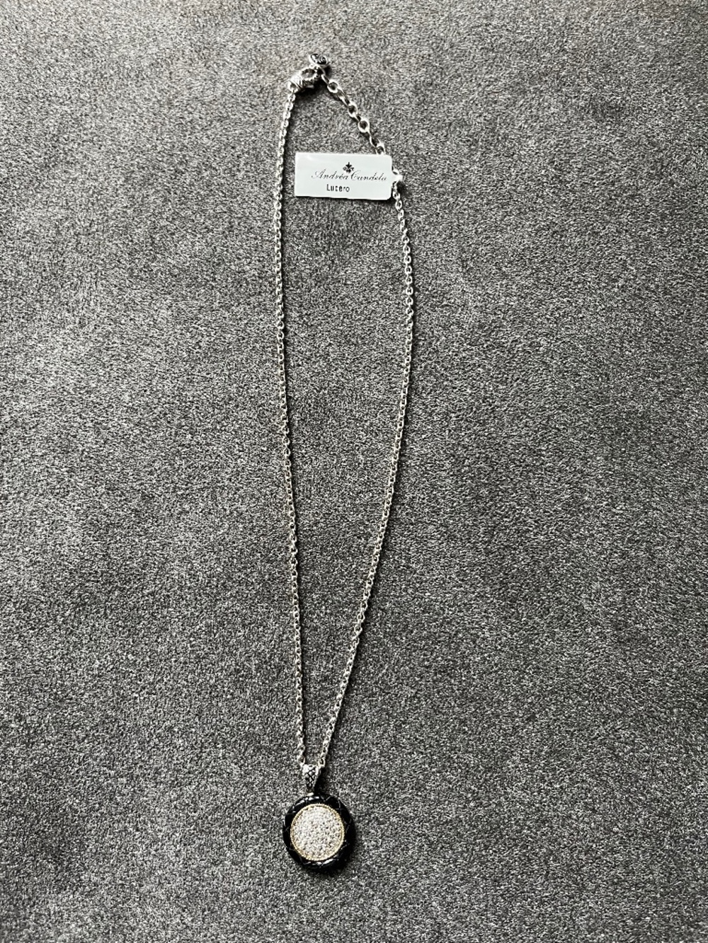 Andrea Candela Lucero Sterling Silver & Black Onyx & White Topaz Necklace NWT